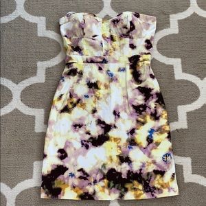 JCrew Watercolor Strapless Dress
